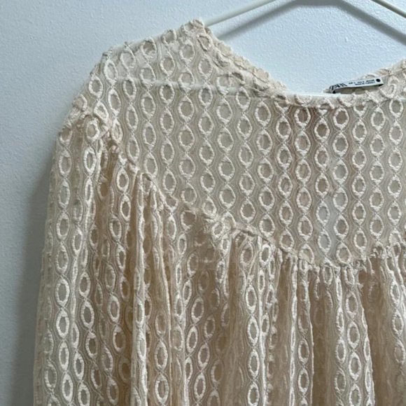 Zara Embroidered Tulle Top S - Picture 7 of 13